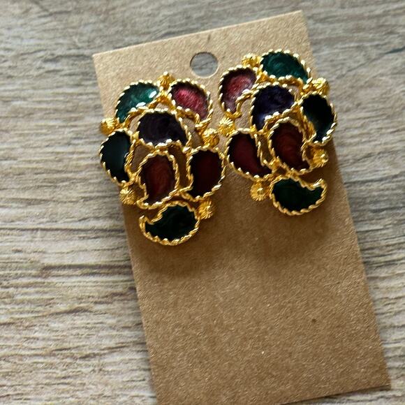 BOGO FREE Beautiful colorful vintage 90’s statement earrings - Picture 1 of 4